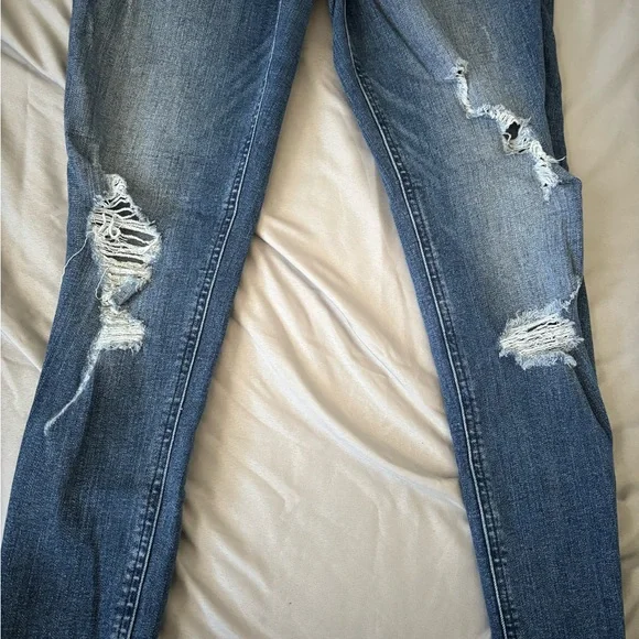 Express Women’s Dark Blue Distressed Skinny Jeans - Picture 5 of 6